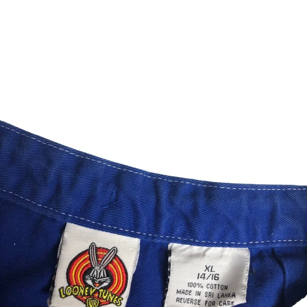 Vintage Y2K Looney Tunes Tweety Bird Bermuda Shorts Girls XL Blue Embroidered